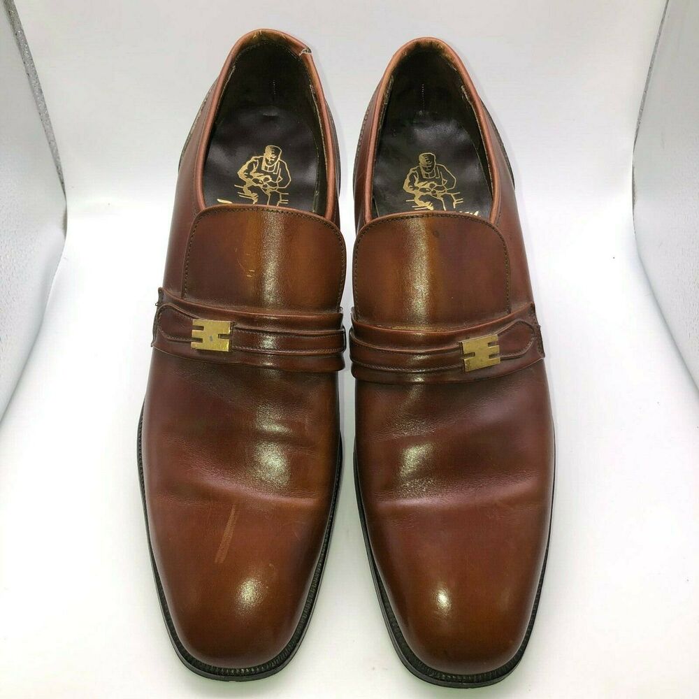 Vintage Nettleton Mens Size 9 AA AAAA Brown Leather Slip On Dress Shoes Loafers